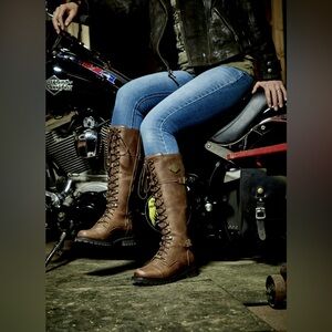 Harley-Davidson Brown Leather Lace-Up Boots Size 9.5